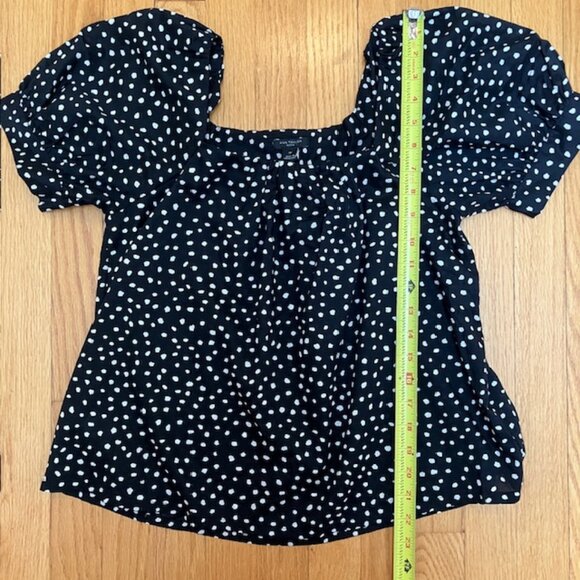 NWT Ann Taylor Black with white dots puff sleeve blouse SP - Picture 6 of 6